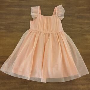 Peach color glitter tank toddler girl Tull dress size 4T NEW NT